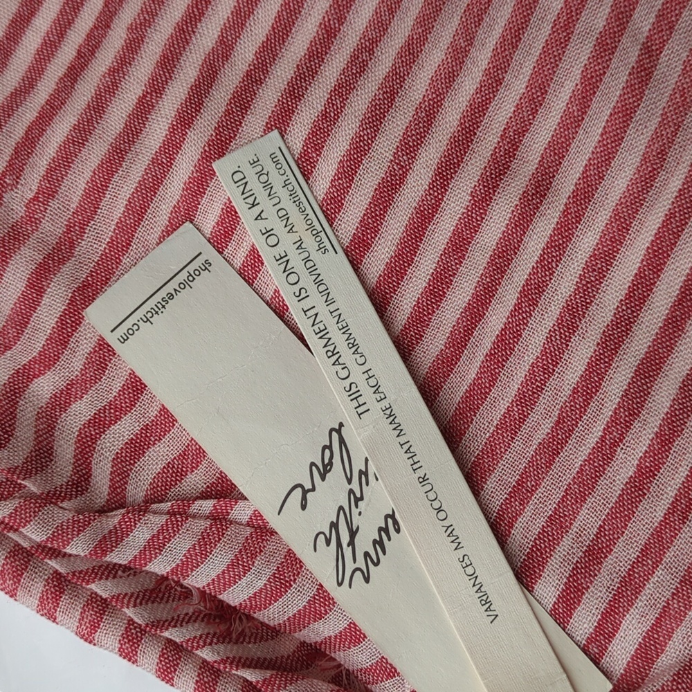 Love Stitch Red and White Striped Scarf